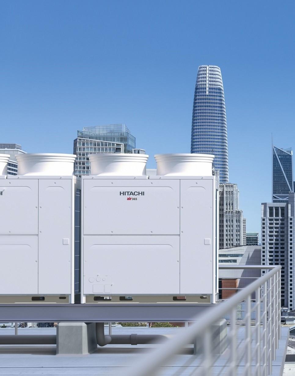 Hitachi VRF system installed on a commercial rooftop in Bangladesh