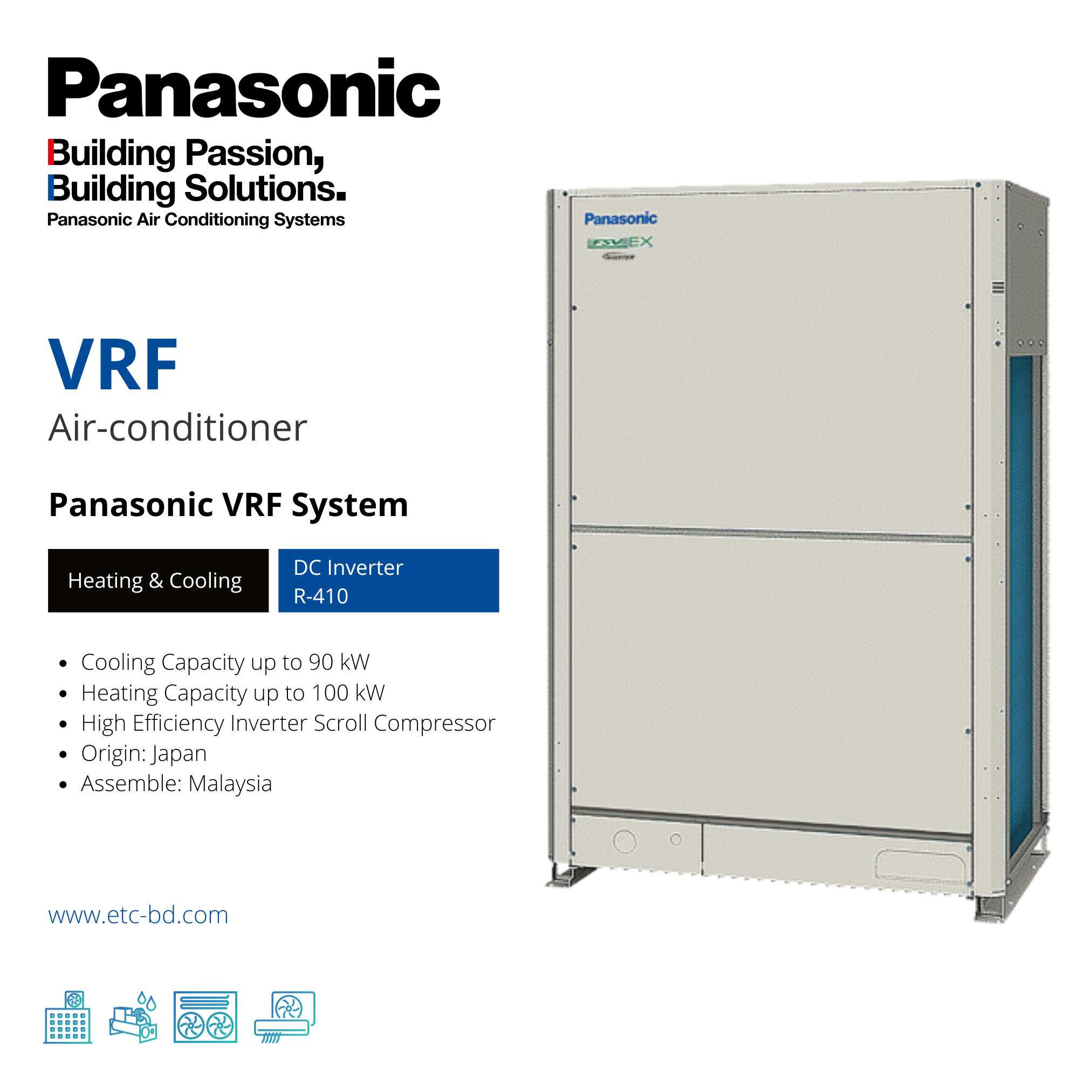Panasonic VRF outdoor system for commercial projects in Bangladesh